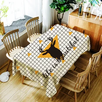 

Tropical Plants Printing Tablecloth Plaid and Animal Pattern Polyester Waterproof Table Cloth for Wedding Party Table Cover