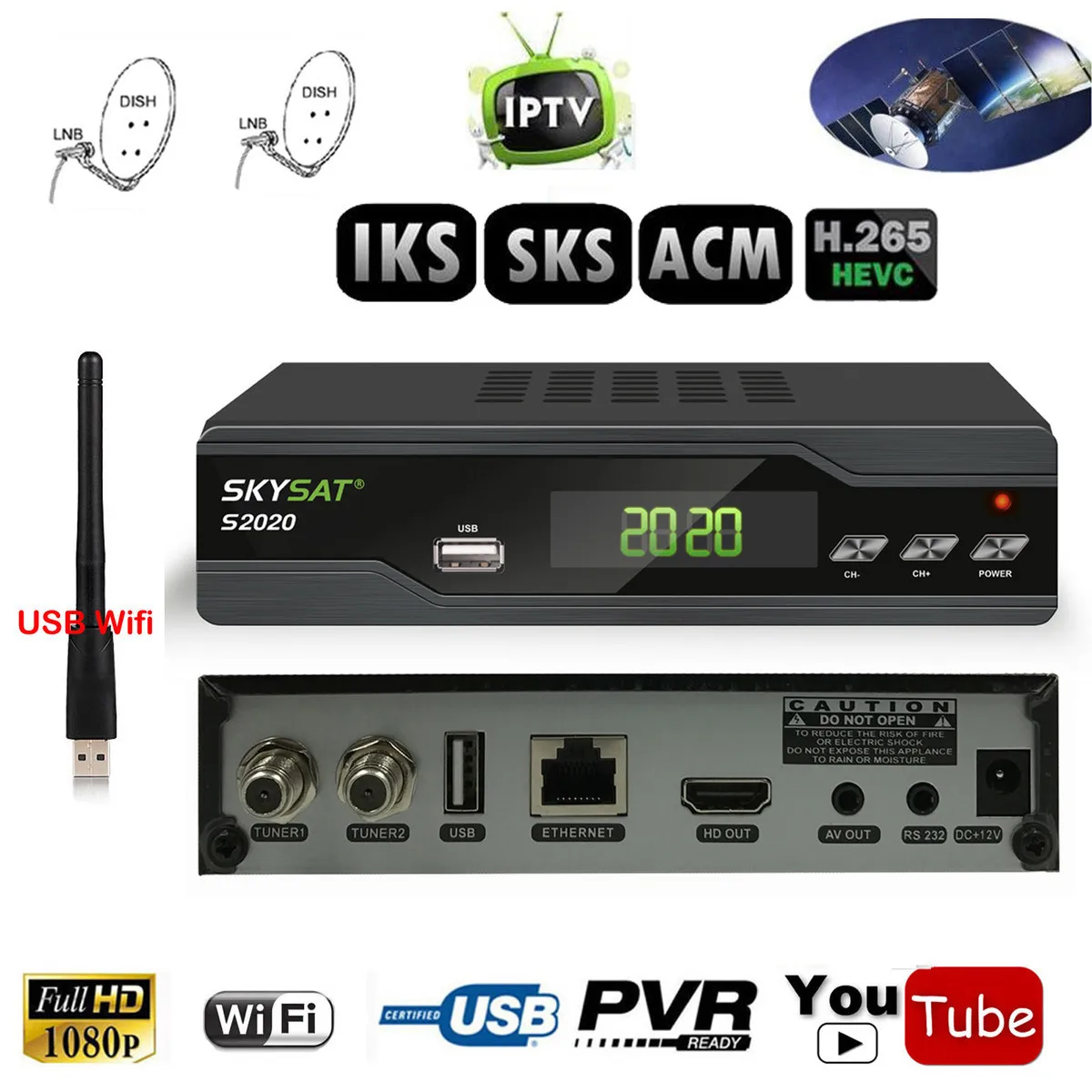 

Twin Tuner IKS SKS ACM IPTV H.265 Satellite Receiver for South America Europe Middle East Asia Support Wifi 3G Cline IKS CS DLNA