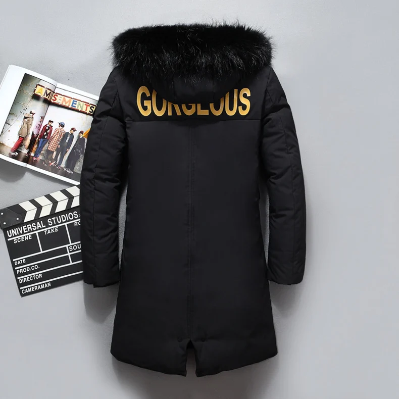 01 VSD Warm Winter Down Jacket Windproof Hooded Collar Men's Parka Male Big Coat Smart Casual Covered Button  (4)