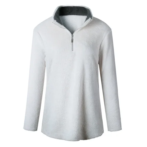

Winter Blouse for Women 2017 V-Neck High Collar Plush Pullovers Tops Casual Europe and United States New Fashion Women Clothes