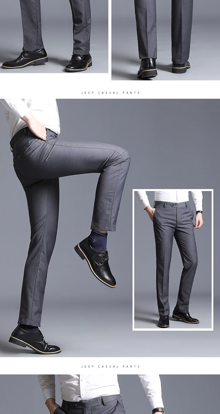 Модные высококачественные мужские брюки прямые Весенние длинные мужские однотонные классические деловые повседневные брюки, большой размер 29-38