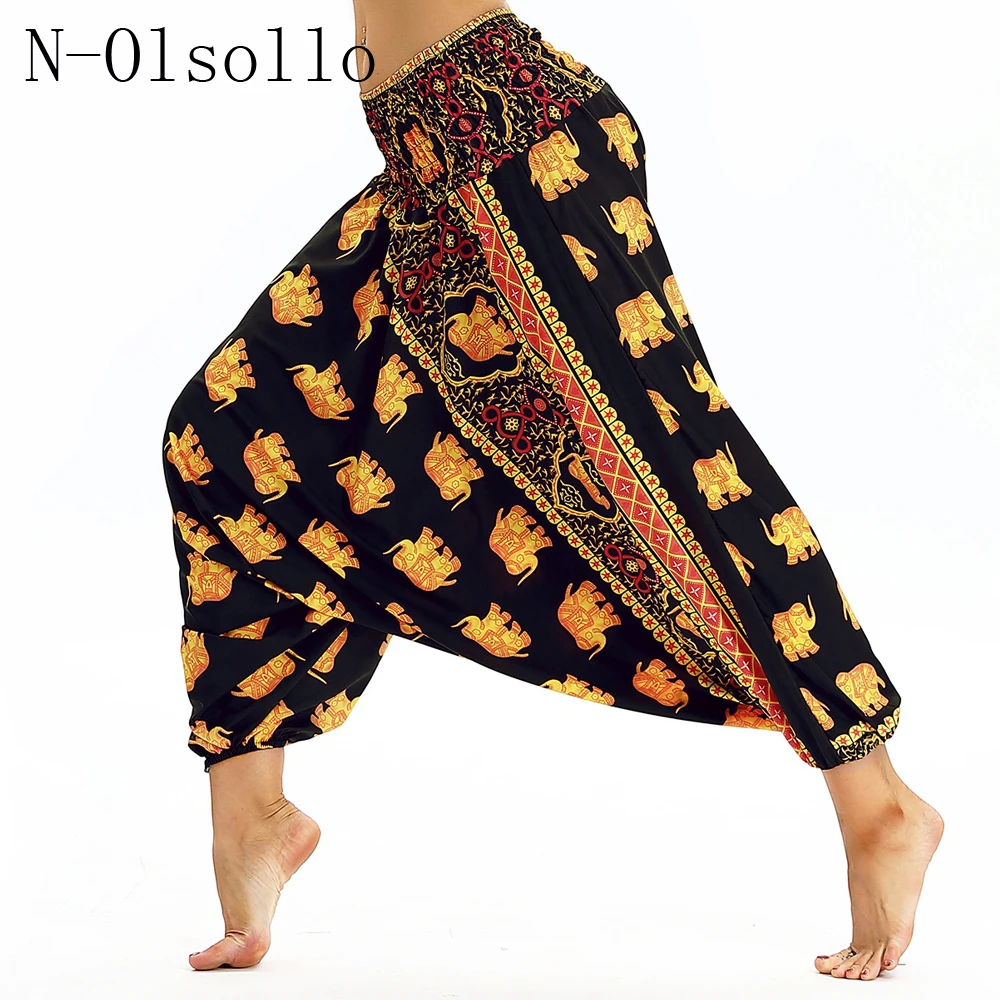 

N-olsollo 11 Colors Harajuku Elephant 3D Printed Thai Clothes High Waist Elastic Waist Fashion Harem Pants Gymna Fitness Trouser