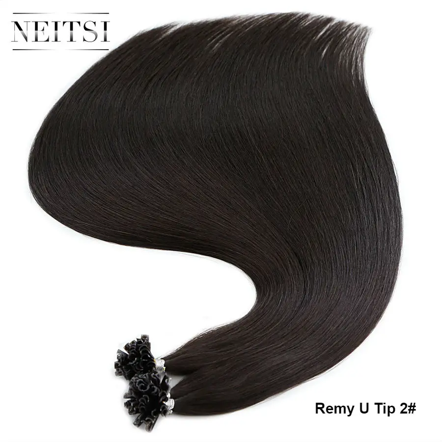 Neitsi Double Drawn Straight Remy Human Fusion Hair Nail U Tip Pre Bonded Capsules Hair Extensions 16" 20" 24" 28" 25/150/200pcs - Цвет: #2