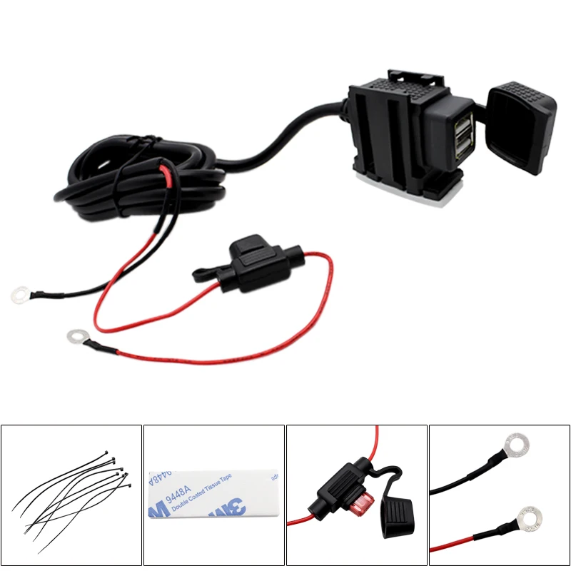 Nuoxintr USB Charger Motorcycle Motocross Dual USB Socket 12V Usb Charger Waterproof Phone Power Adapter Motorcycle Accessories