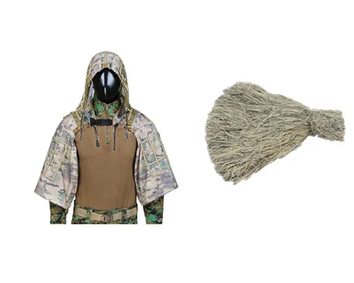 CS Wargame Снайпер камуфляж боевой тактический Ghillie костюм основа открытый стрельба Охота DIY Ghillie куртка набор с пряжей - Цвет: CP Jungle