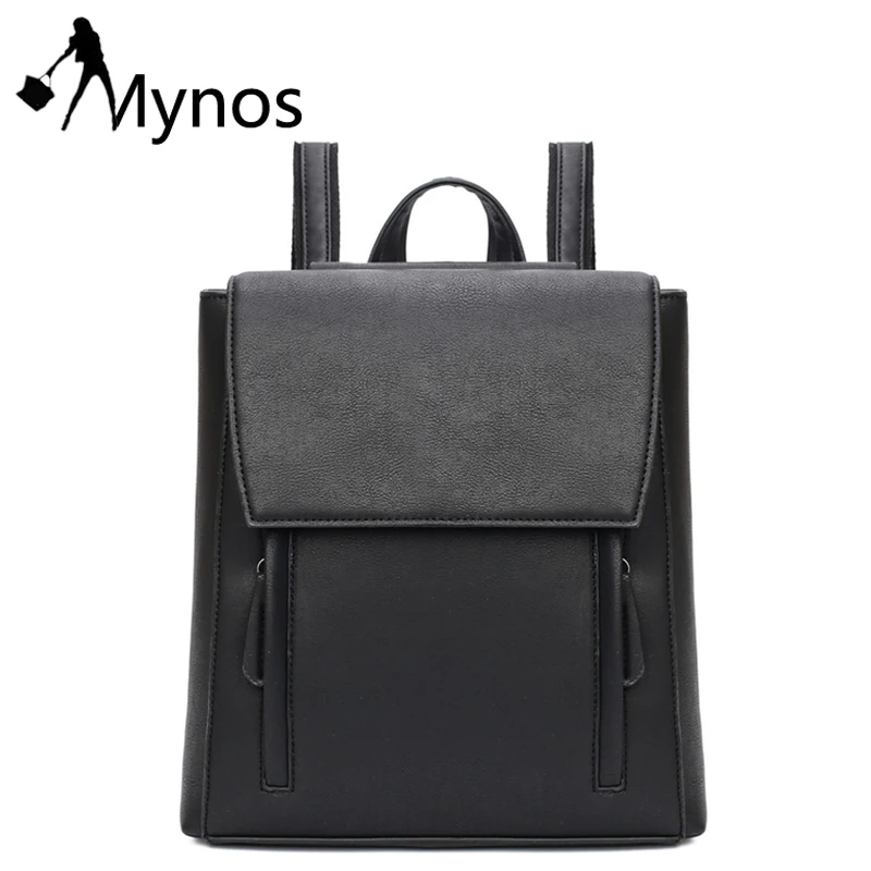 

Mynos PU Leather Women Backpacks Backpack School Bag for Teenager Girl Shoulder Hanbags Girl Black Backpack Sac Mochila Feminina