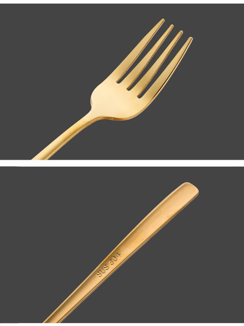 TUUTH 2Pcs set Stainless Steel Golden Cutlery Set Dinnerware Steak Cutlery Western Tableware Fork Dinner Tools B3