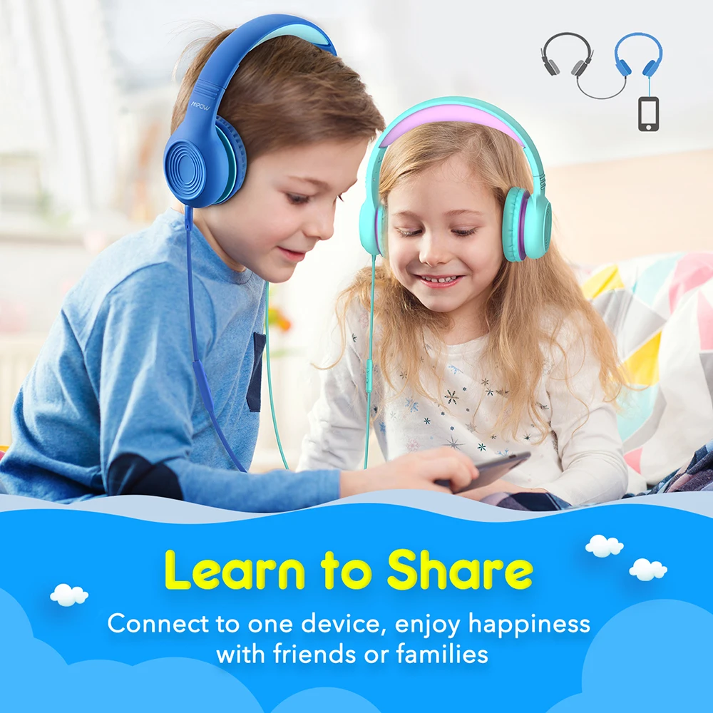 Mpow CH6 Wired Kids Headphones Foldable Adjustable Wired Headphone With 3 5mm Audio Jack And Microphone For Children For iPod