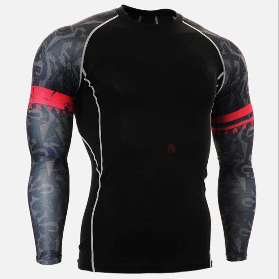 S-4XL Мужская компрессионная рубашка для бега Мужская быстросохнущая Спортивная футболка для фитнеса Мужская Рашгард для MMA футболки для бодибилдинга - Цвет: TC97