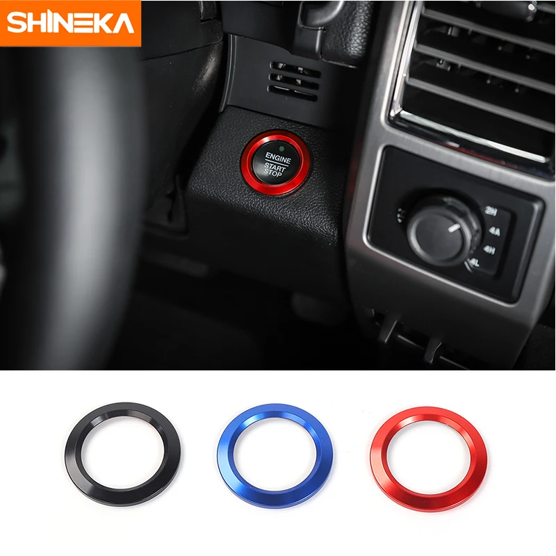 

SHINEKA Car Engine Start Stop Button Switch Cover Ring Key ignition decoration Trim for Ford F150 2015 2016
