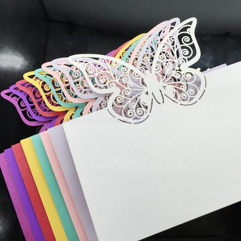 50pcs Butterfly Laser Cut Table Name Place Cards Favor Name Message Setting Card Baby Shower Wedding Birthday Party Supplies (2)