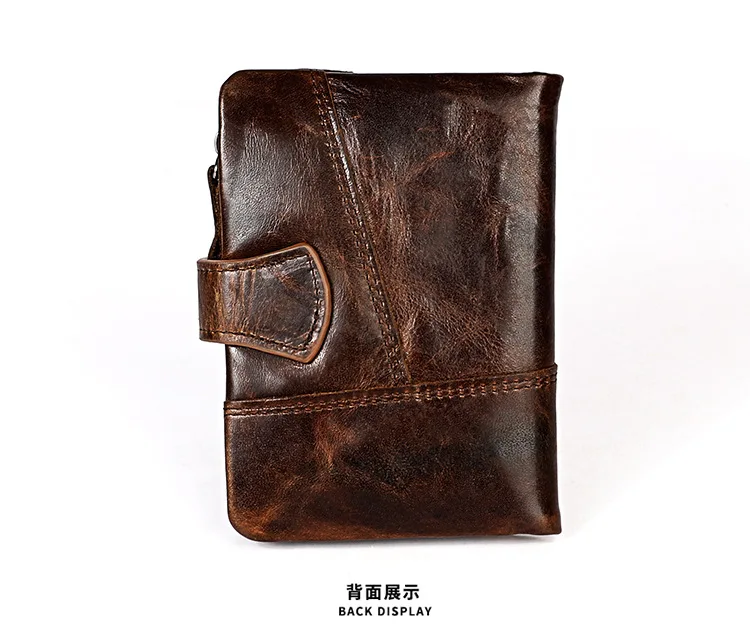 Genuine Crazy Horse Leather Wallet Men RFID Protection Removable Coin Purse Male Patchwork Designer Credit Card Wallet carteira