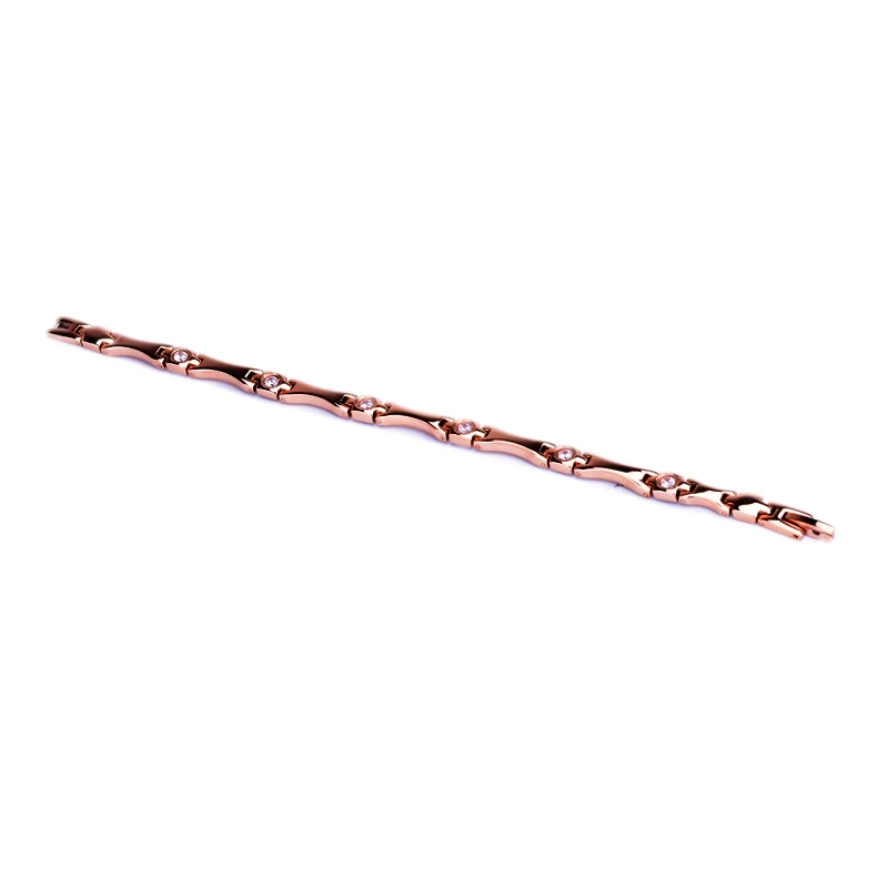 Oktrendy Elegant Stainless Steel Healthcare Magnetic Bracelet with White Rhinestones Friendship Bracelets for Woman