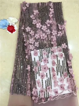 

Graceful 3D flower party French net lace material fashion tulle lace fabric PDN169(5yards/lot) many color