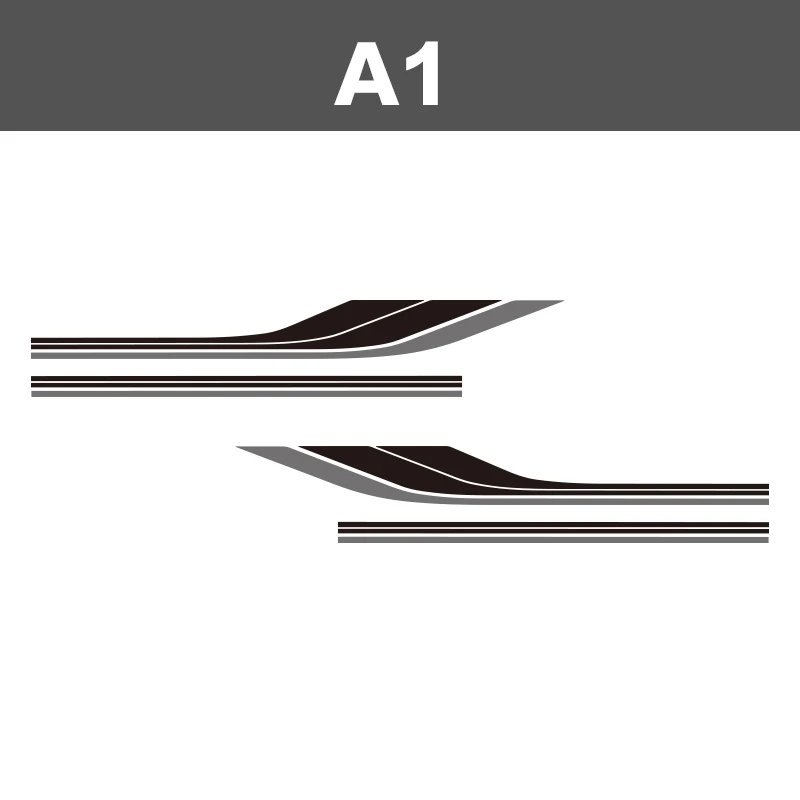 1 пара, 2 стороны, для дома на колесах, в полоску, для кемпера, Ван, графические наклейки, универсальные виниловые наклейки для Mercedes Vito Ford Transit Renault Kang - Название цвета: Black And Gray
