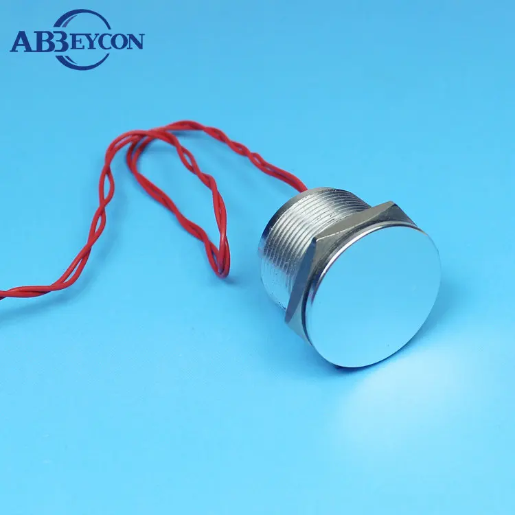 

22mm Normally Open 2A 24VAC/DC IP68 Waterproof Flat Head Stainless Touch Electric Finger Press 300mm Cable Silver Piezo Switch
