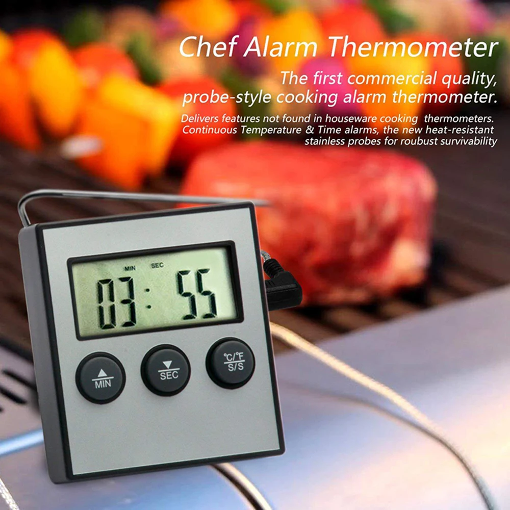 

Digital Food Meat Cooking Kitchen Thermometer for Smoker Grill Oven BBQ Clock Timer with Stainless Steel Probe Kitchen Tools
