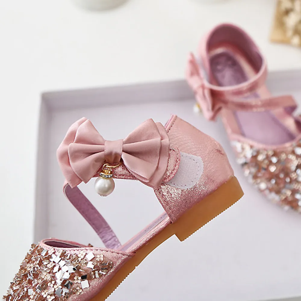 Детская обувь; летняя танцевальная обувь принцессы; повседневные тонкие туфли с блестками; кожаная обувь на плоской подошве с узлом в виде бабочки для девочек;# YL3