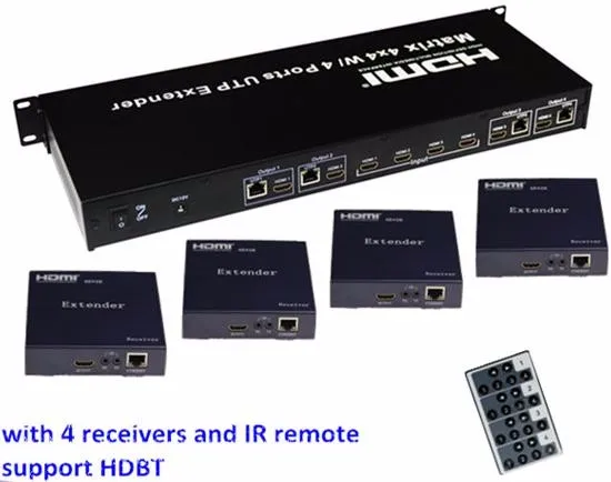 HDMI UTP конвертер, hdbt, HDMI Matrix 4x4 с hdbt Расширение 100 м, с 4 портами UTP Extender, (цена с 4 шт. RX)