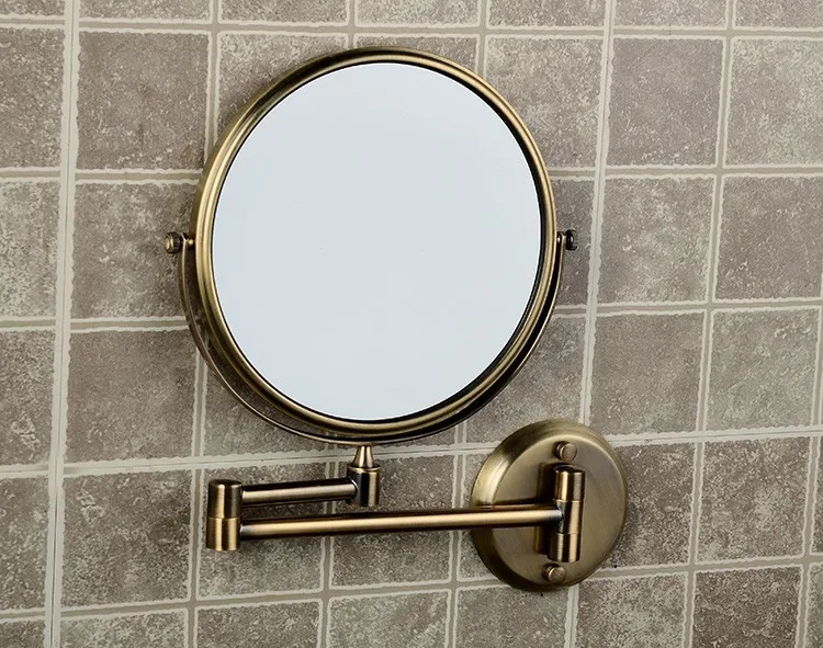 Зеркала для ванной 8 дюймов круглые 2 лица 3 x увеличительные зеркала для ванной комнаты складное зеркало для макияжа Латунное бронзовое