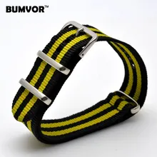 Новые 20 мм ремни полоса Cambo темно-синий желтый Nato из тканого волокна ремешок 20 мм нейлоновые ремешки для часов наручные часы ремешок Пряжка дешевая ткань