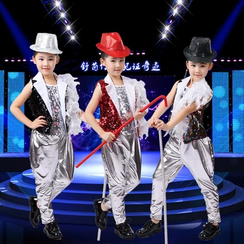 

Children Shelf Drummer Boy Hip-hop Sequins Costume Jazz Dance Stage Performance Clothing Children's Modern Dance Performance