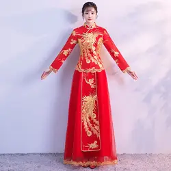 Новое поступление вышивка Cheongsam Qipao женское платье вечернее платье современный китайский свадебное платье невесты традиции халат Orientale