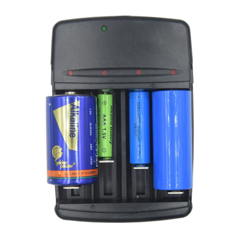 

4 Slots smart USB battery charger for 3.7V li-ion 32650 26650 22650 18650 18350 14500 10440 1.5V Alkaline C D N A AA AAA battery