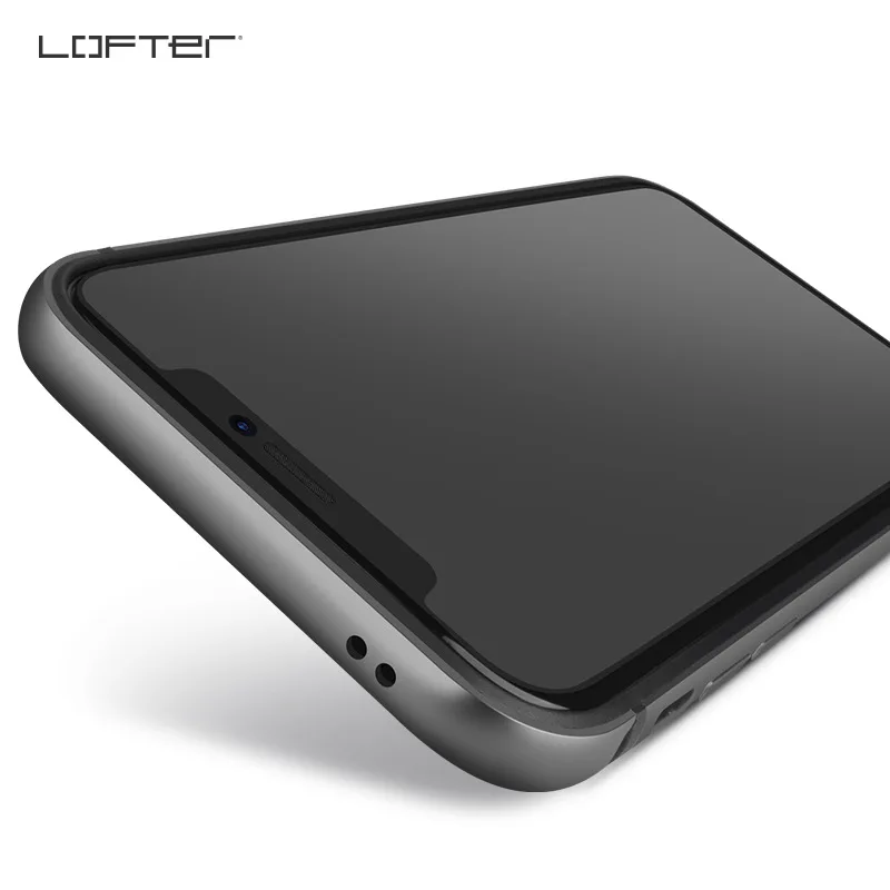 Lofter алюминиевый бампер для iPhone X Тонкий металлический каркас полная защита чехол ультра тонкий чехол для телефона силиконовый чехол Capinha Coque - Цвет: Темно-серый