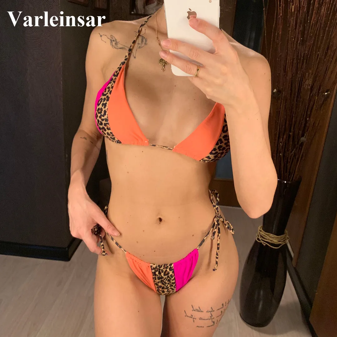

Sexy Patchwork Bikini 2019 Women Swimwear Female Swimsuit Two-pieces Bikini set Leopard Bather Padded Bathing Suit V1269