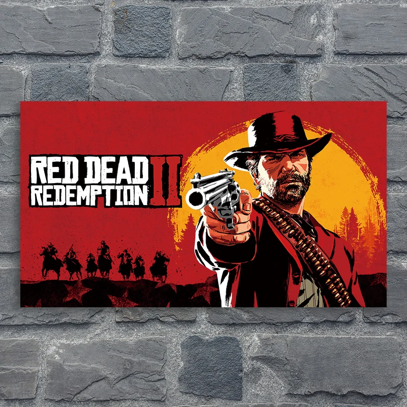 Red Dead Redemption II Wall Art Poster, Video Game Canvas Print Wall
