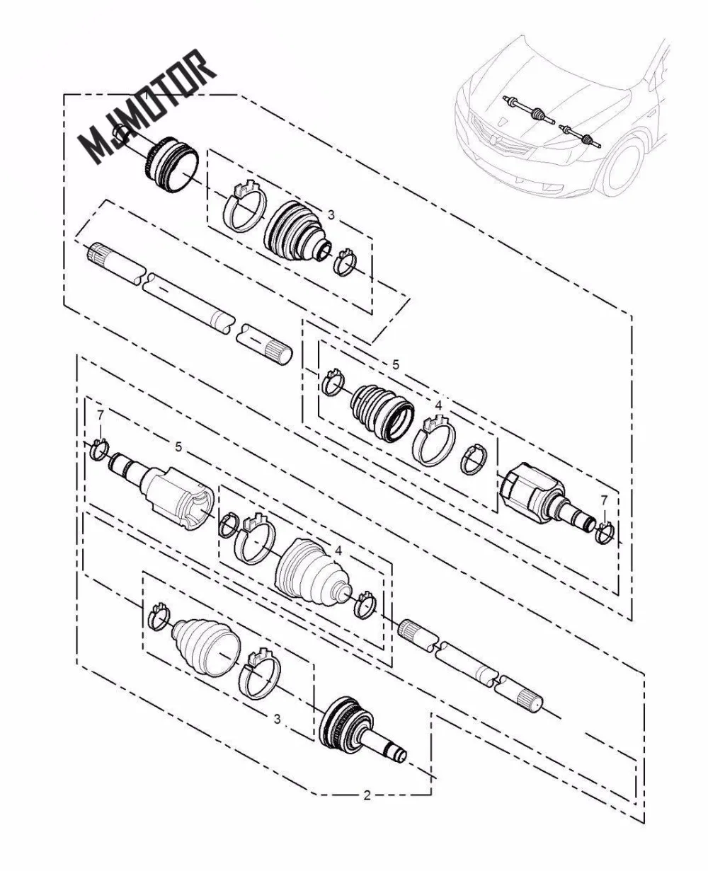 1kit CV Joint / boot kits inner and outer kit for Chinese SAIC ROEWE MG 350 Auto car motor parts 10044101 / 10044097