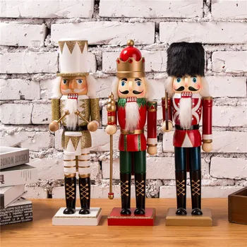 

New 38Cm High Christmas Holiday Nutcracker Drummer Red King Soldier Vintage German Wooden Table Walnut Toy Zakka Dolls
