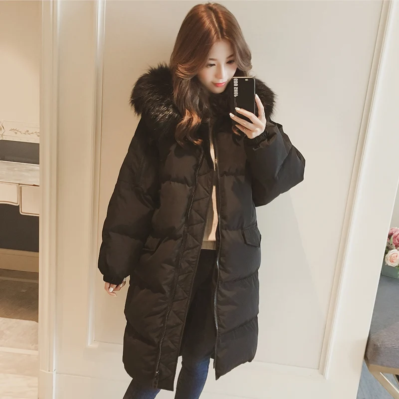 AYUNSUE, женские куртки, пуховик с хлопковой подкладкой, Женская куртка, зимняя парка, корейское длинное пальто, Женское пальто, парки, Mujer, KJ687 - Цвет: Black