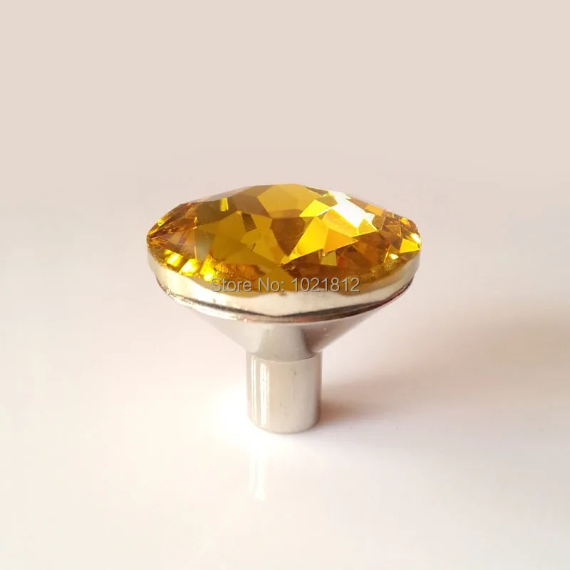 10pcs 30mm Yellow Glass Knobs Cupboard Closet Drawer