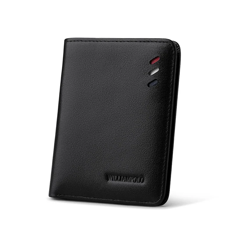 

WilliamPOLO leather wallet leather vertical men's wallet short top layer leather card holder wallet