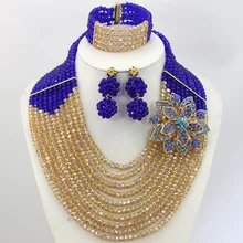 Синий ручной работы в африканском стиле бижутерия с бисером, комплект из туфлей в нигерийском стиле для свадьбы комплект украшений в африканском стиле комплекты,, AMJ587