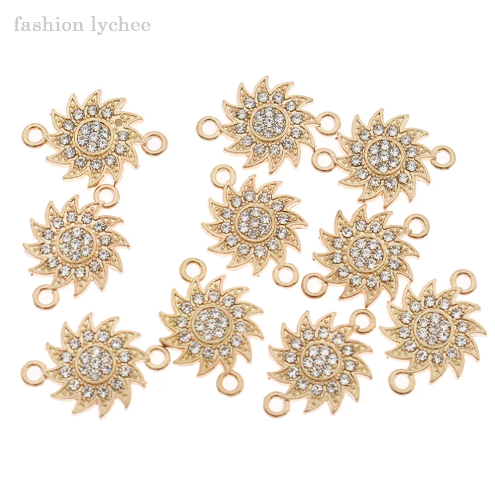 Модные Белые кристаллы lychee 10 шт. соединительные бусины в виде подсолнуха