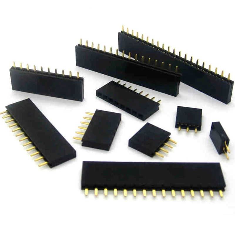

50PCS 2.54mm 2/3/4/5/6/7/8/9/10/11/12/13/14/15/16/20/40 Pin Stright Female Single Row Pin Header Strip PCB Connector