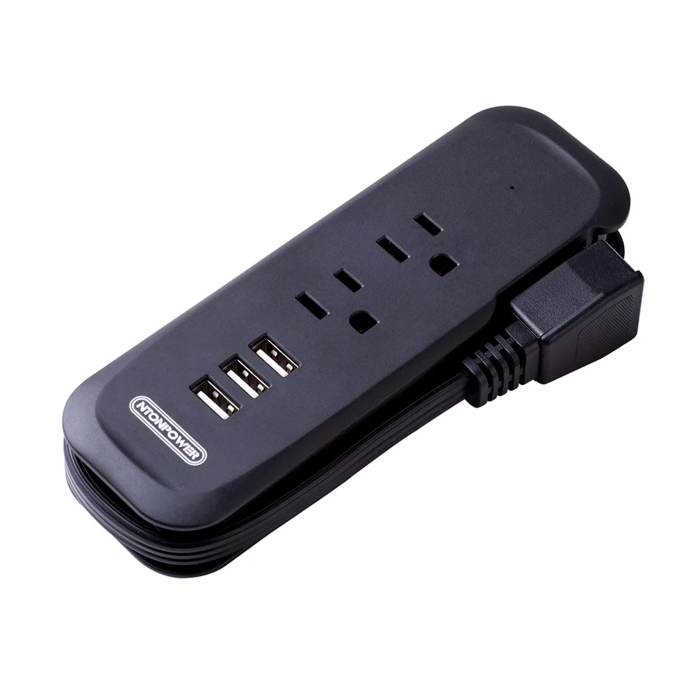 Черный Сетевой блок питания NTON для путешествий с USB US электрическая плоская вилка мини настольная зарядка с 15-дюймовым удлинителем для круизного корабля - Цвет: Черный