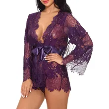 Одежда для сна Для женщин с бантом на поясе и повязки ночная рубашка сексуальное женское белье Ночная рубашка, одежда для сна, сексуальный кружевной пеньюар Для женщин пижамы сексуальные ночные рубашки для девочек@ 8