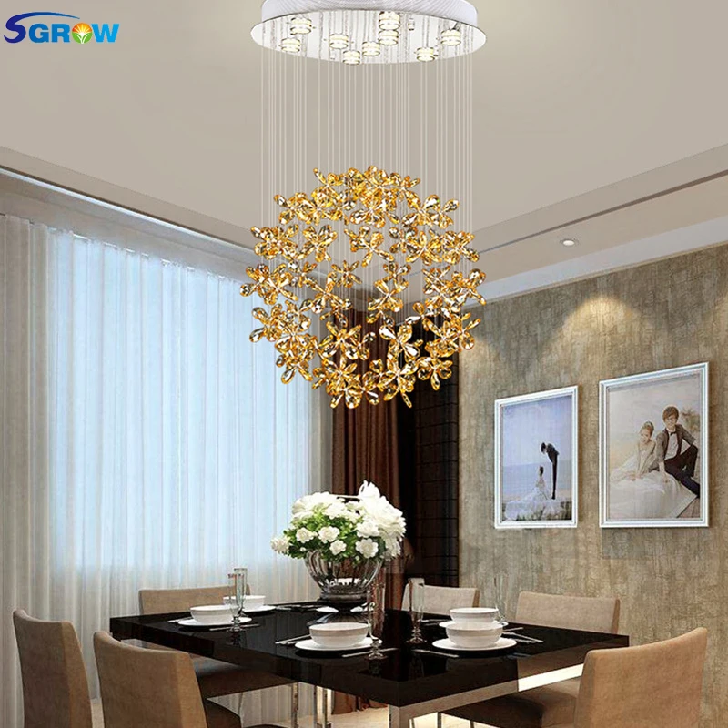 SGROW Кристалл арт-деко люстры для столовой гостиной спальни романтическая светодиодная Подвесная лампа модная лампа для внутреннего