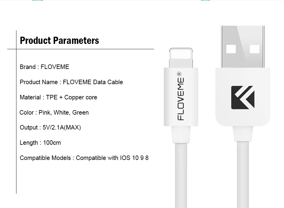 FLOVEME USB Кабель 5В/2.1A для iPhone 6 6S кабель передачи данных для быстрой зарядки для iPhone 5 5S шнур данных для iPad кабели для зарядного устройства USB