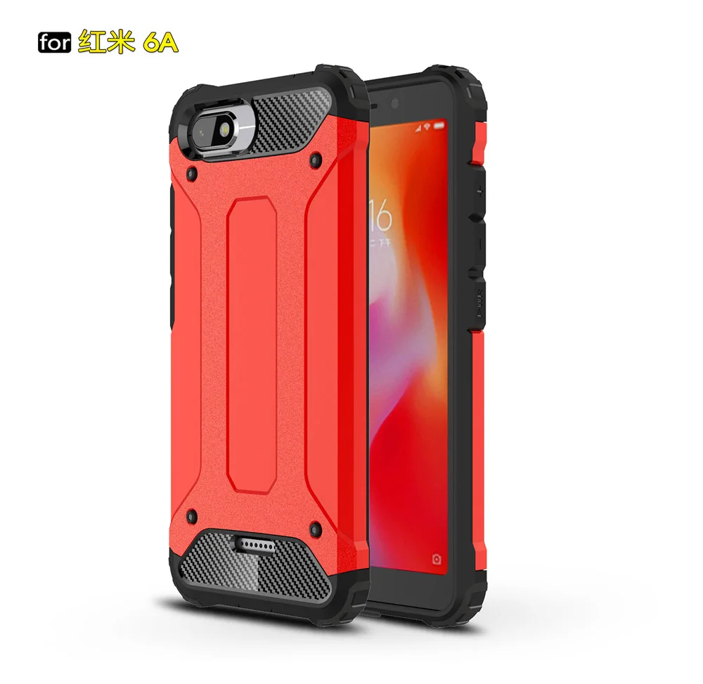 Противоударный чехол-броня Coque 5.45For Xiaomi Redmi 6A чехол для Xiaomi Redmi 6A Redmi6A телефона чехол-лента на заднюю панель - Цвет: Red