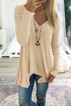 

Pure Color 2017 Autumn Fashion Women Oversize Slim Sweater V-neck Sexy Loose Knitted Tops Long Sleeve Baggy Jumper Knitted Tops