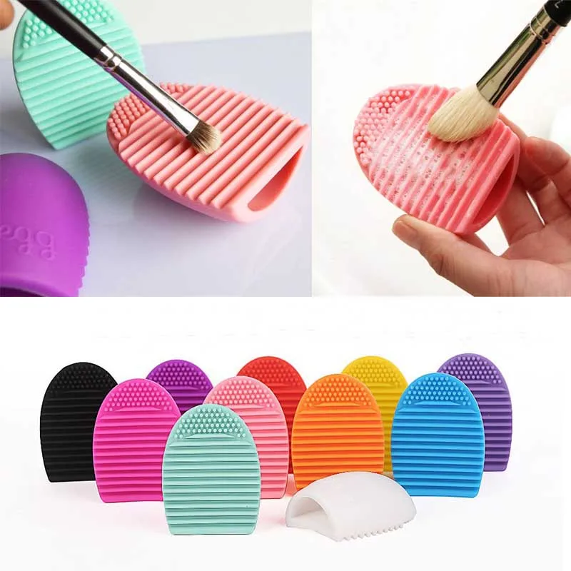 

Cleaning Make Up Washing Brush Egg Silica Scrubber Board Cosmetic Makeup Brushes Cleanser Brushegg Clean Tools 11 colors