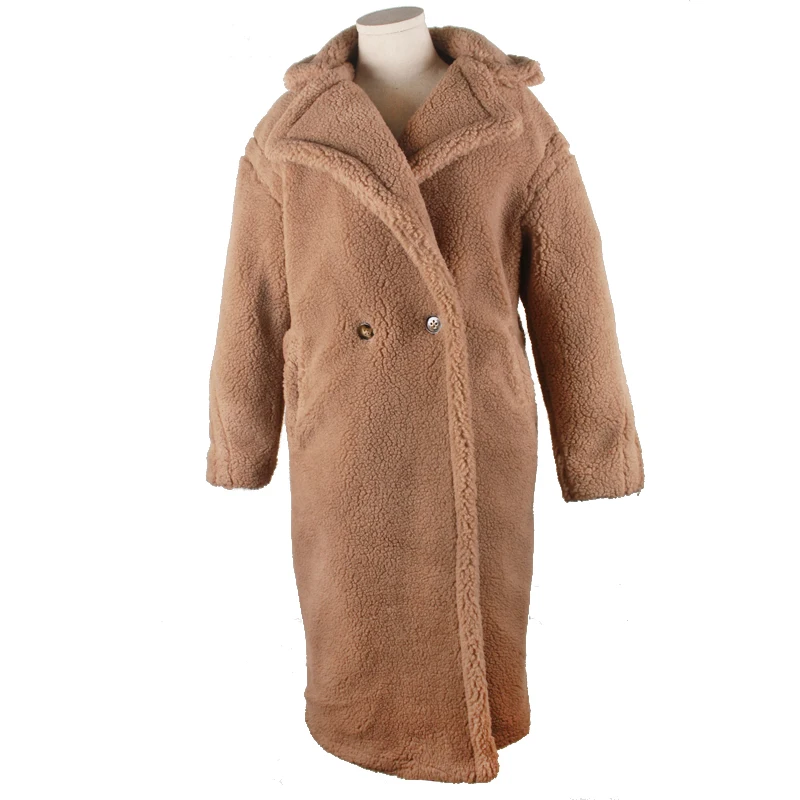 Beste Nep bont dikke warme krullend teddy jas nieuwe collectie mode trend winter kleding oversize met eronder voorruit 2 kleur
