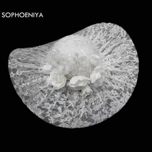 Новое поступление, кружевные свадебные шляпы, жемчужные кружевные шляпы tocado novia, Свадебные шляпы, вуаль для невесты, свадебные аксессуары