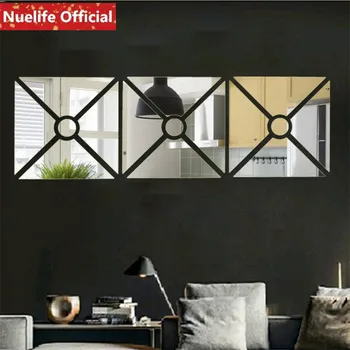 

large Geometrical design mirror wall stickers study hall porch sofa TV background decorate waist line mirror wall stickers