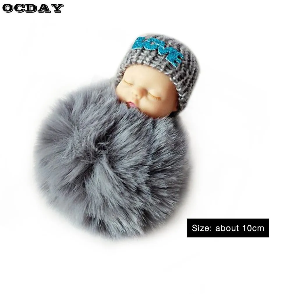OCDAY Sleeping Baby Doll плюшевый брелок креативный милый маленький мягкий меховой кукольный кулон автомобильный мешок Шарм пушистый шар брелок игрушка для детей
